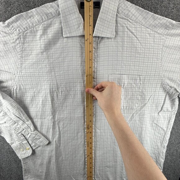 Faconnable All Cotton USA XL Check Gray Pocket Long Sleeve Shirt Men Button Up - Picture 4 of 14